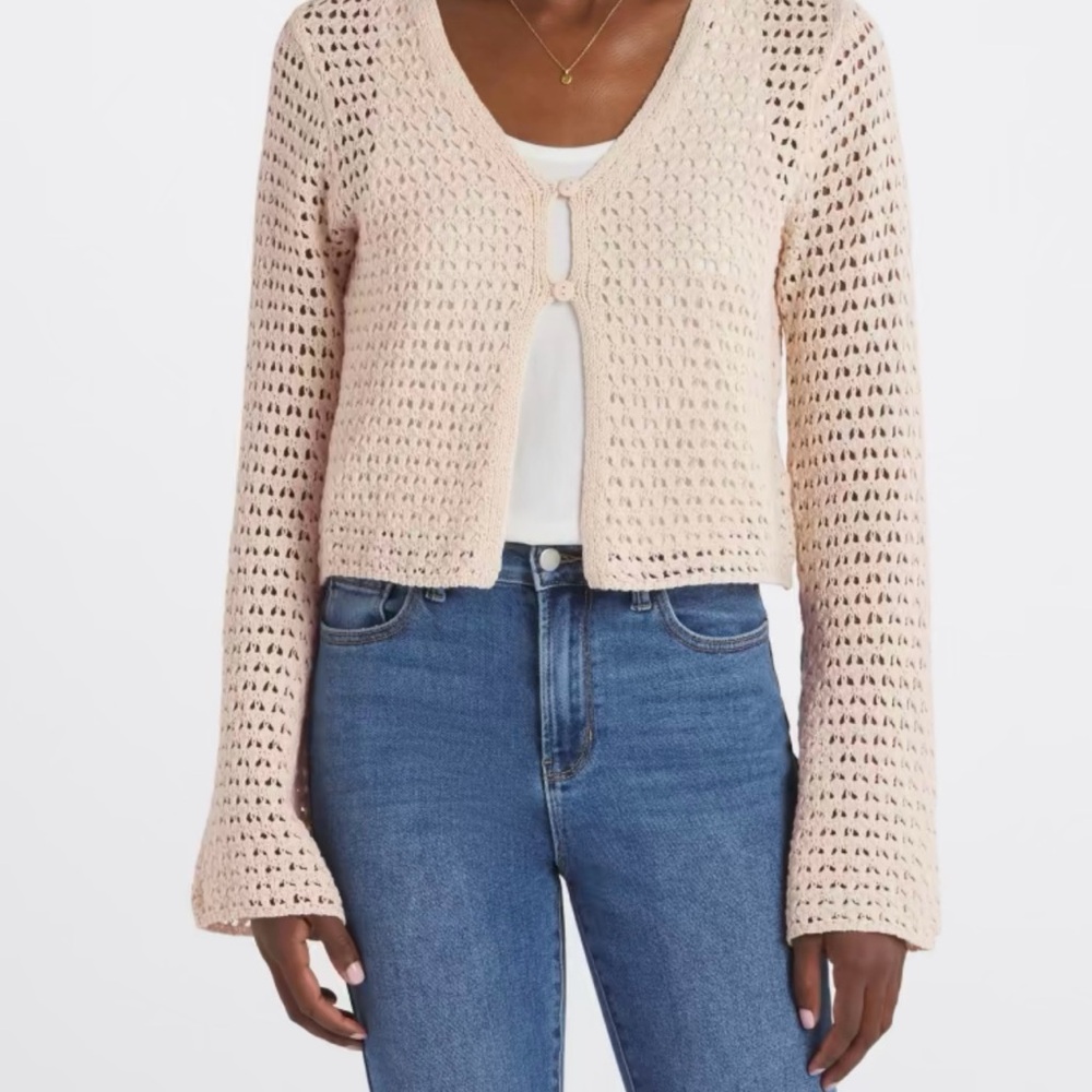 Cream Open-Knit Women's Sweater
